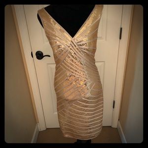 Sleeveless Gold Sequin Dress